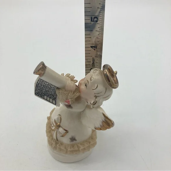 Vintage Ceramic ART Japan Spaghetti Happy New Year January Angel Figurine